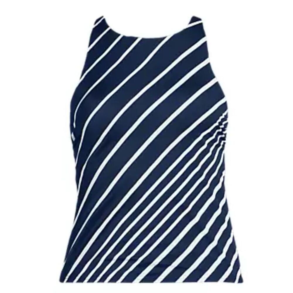 Tugless High Neck Strappy Back Tankini Swimsuit Top